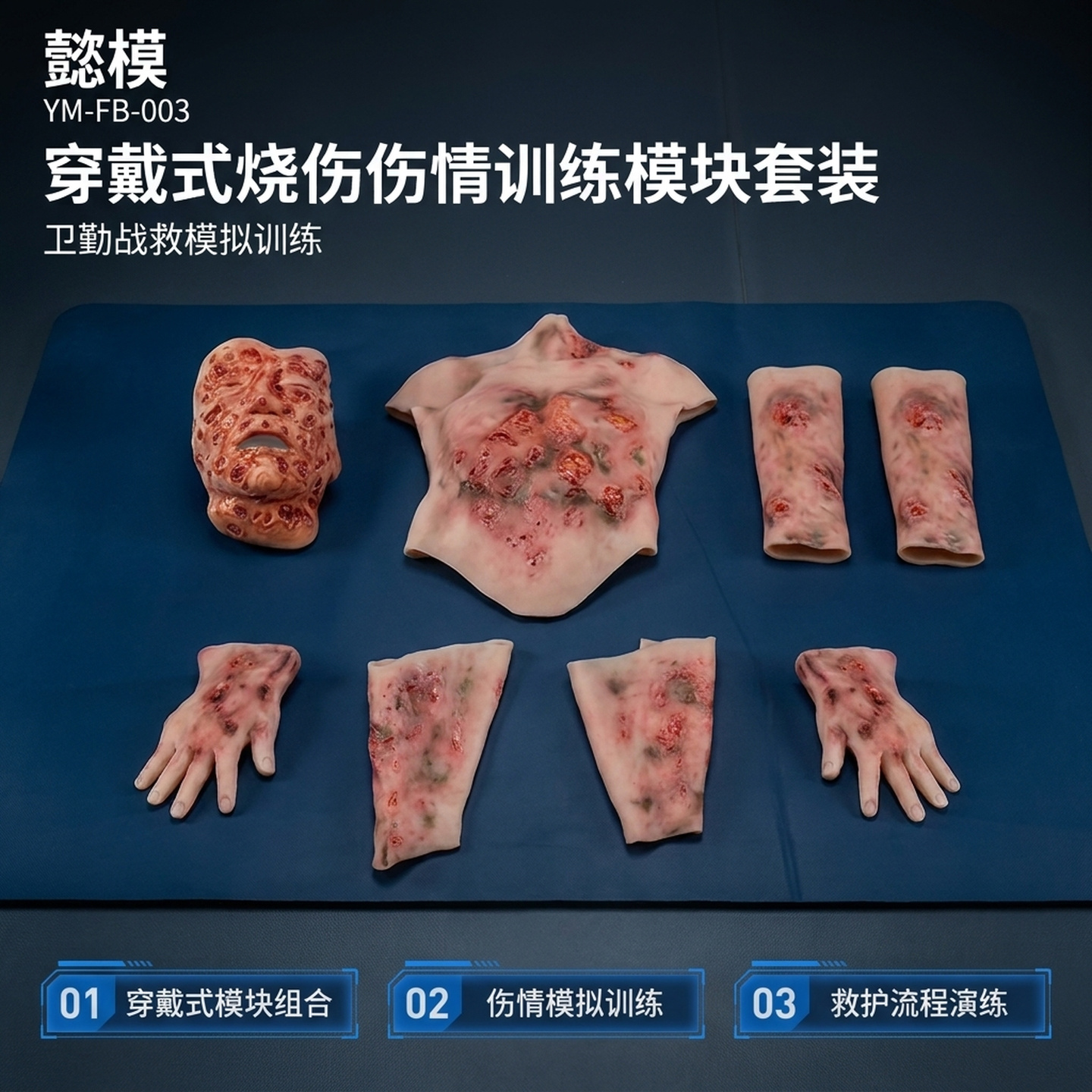 懿模YM-FB-003穿戴式烧伤伤情套装卫勤训练模拟人战创伤救治技术训练