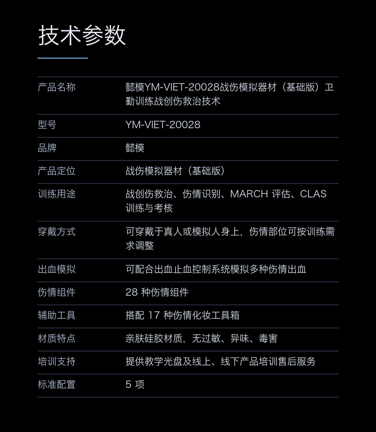 懿模YM-VIET-20028战伤模拟器材（基础版）卫勤训练战创伤救治技术 详情图 4