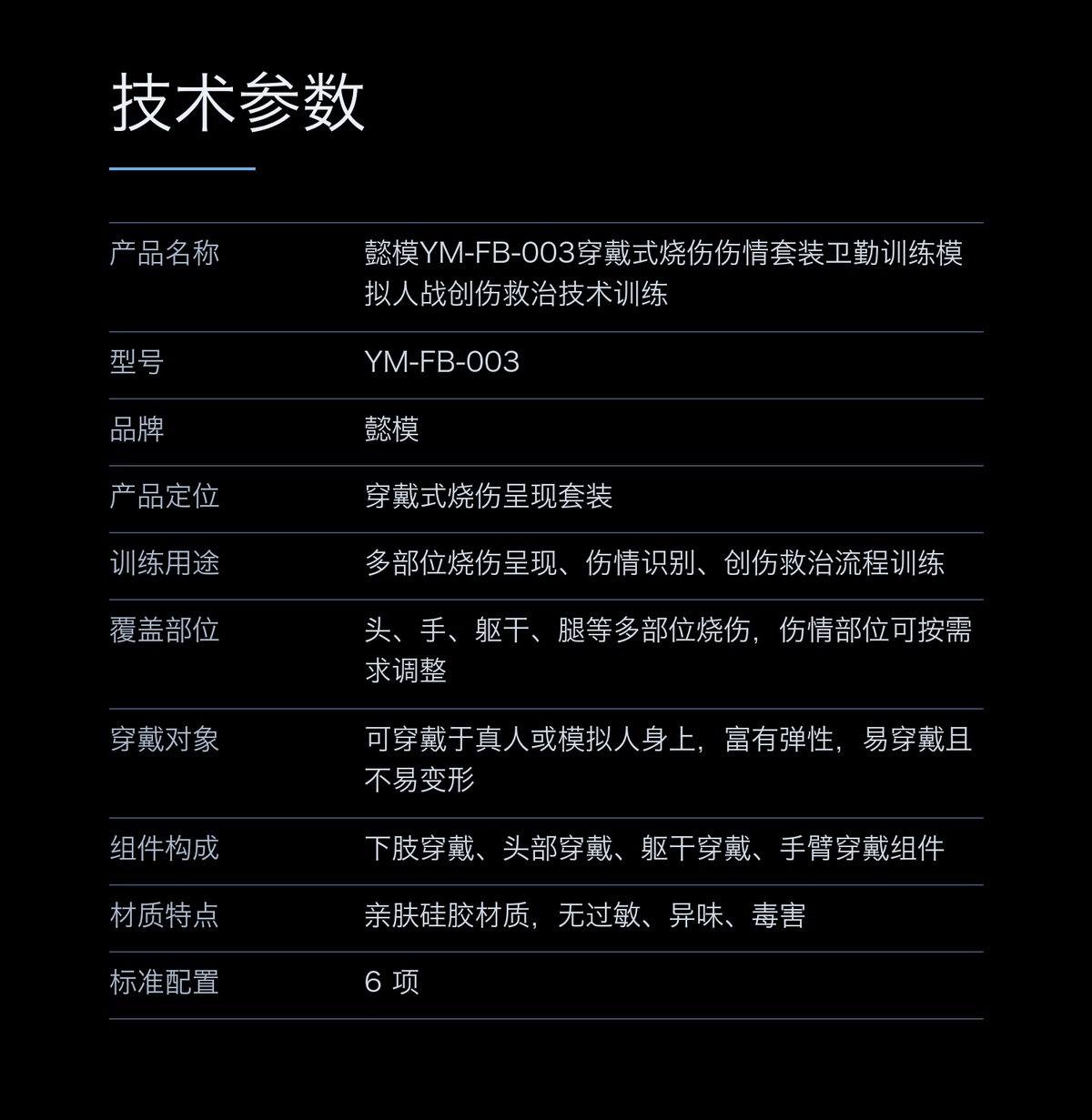 懿模YM-FB-003穿戴式烧伤伤情套装卫勤训练模拟人战创伤救治技术训练 详情图 4
