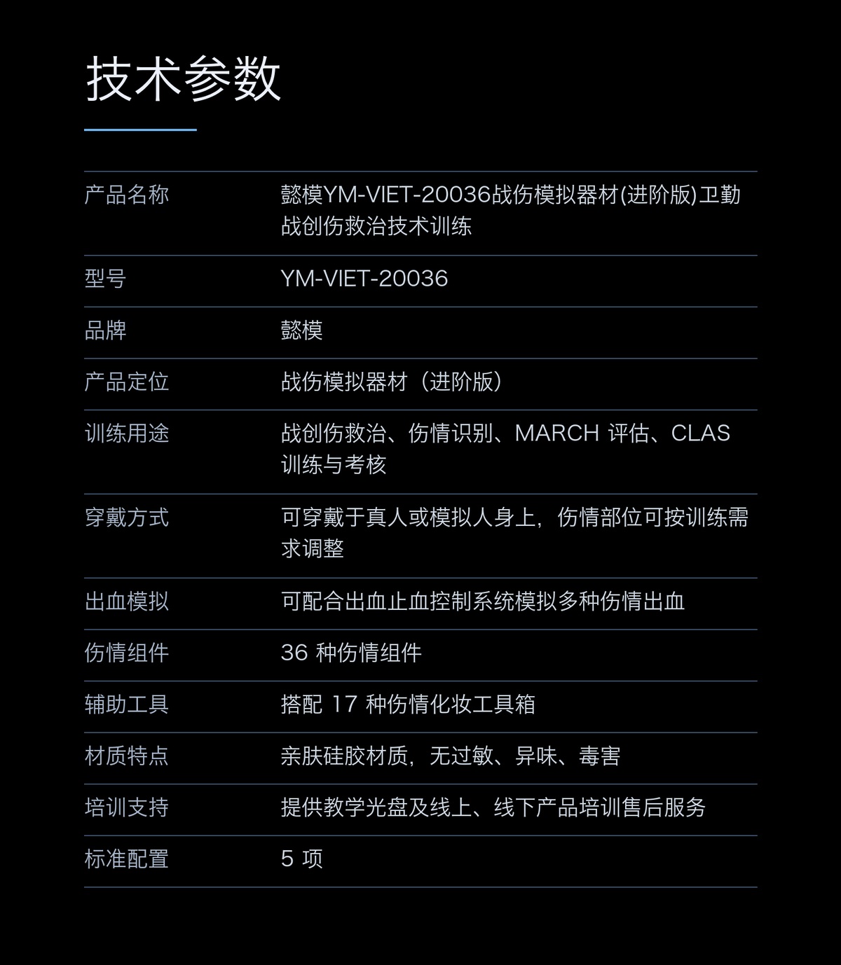 懿模YM-VIET-20036战伤模拟器材(进阶版)卫勤战创伤救治技术训练 详情图 4